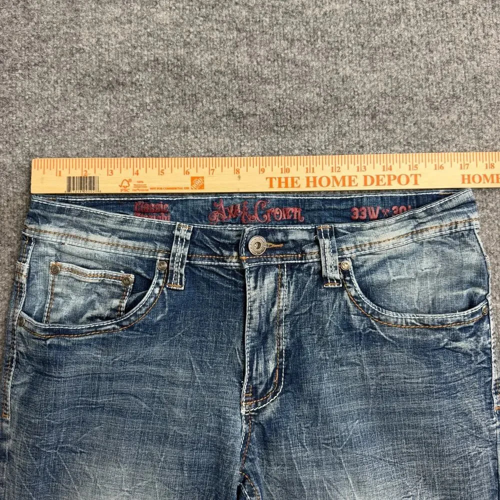 Axe & Crown Classic Straight Jeans Men's 33x30 Y2K Distressed Faded Denim